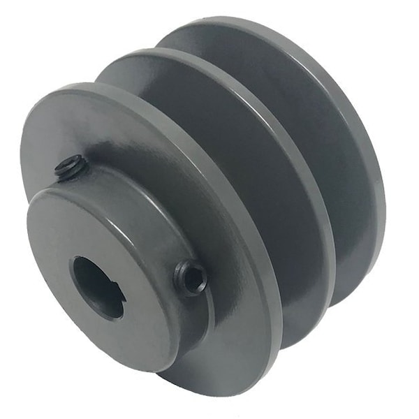 Finished Bore 2 Groove V-Belt Pulley 3.15 Inch OD